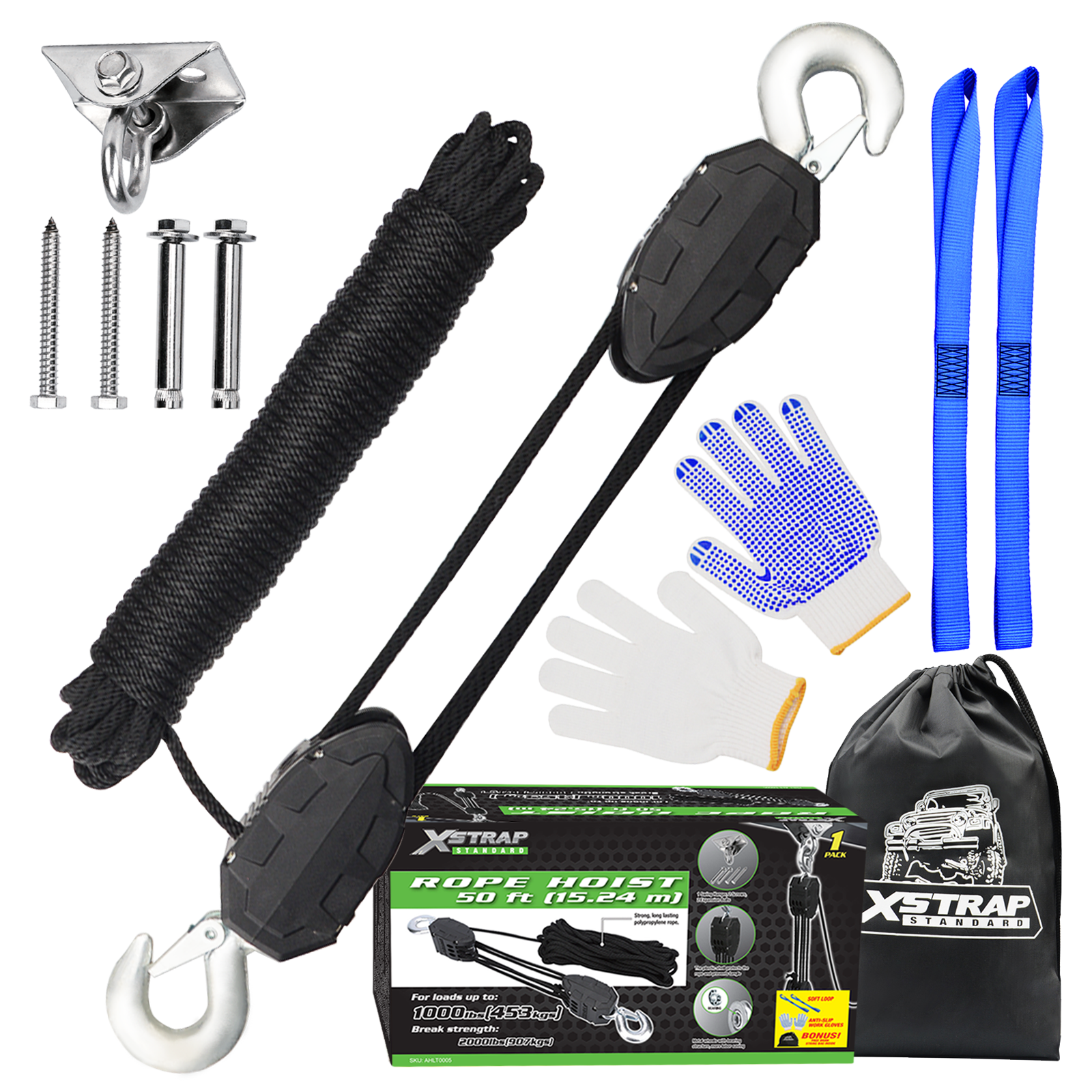 Xstrap AHLT0005 50 Fuß Seilzug-Riemenscheibensystem 1000LB