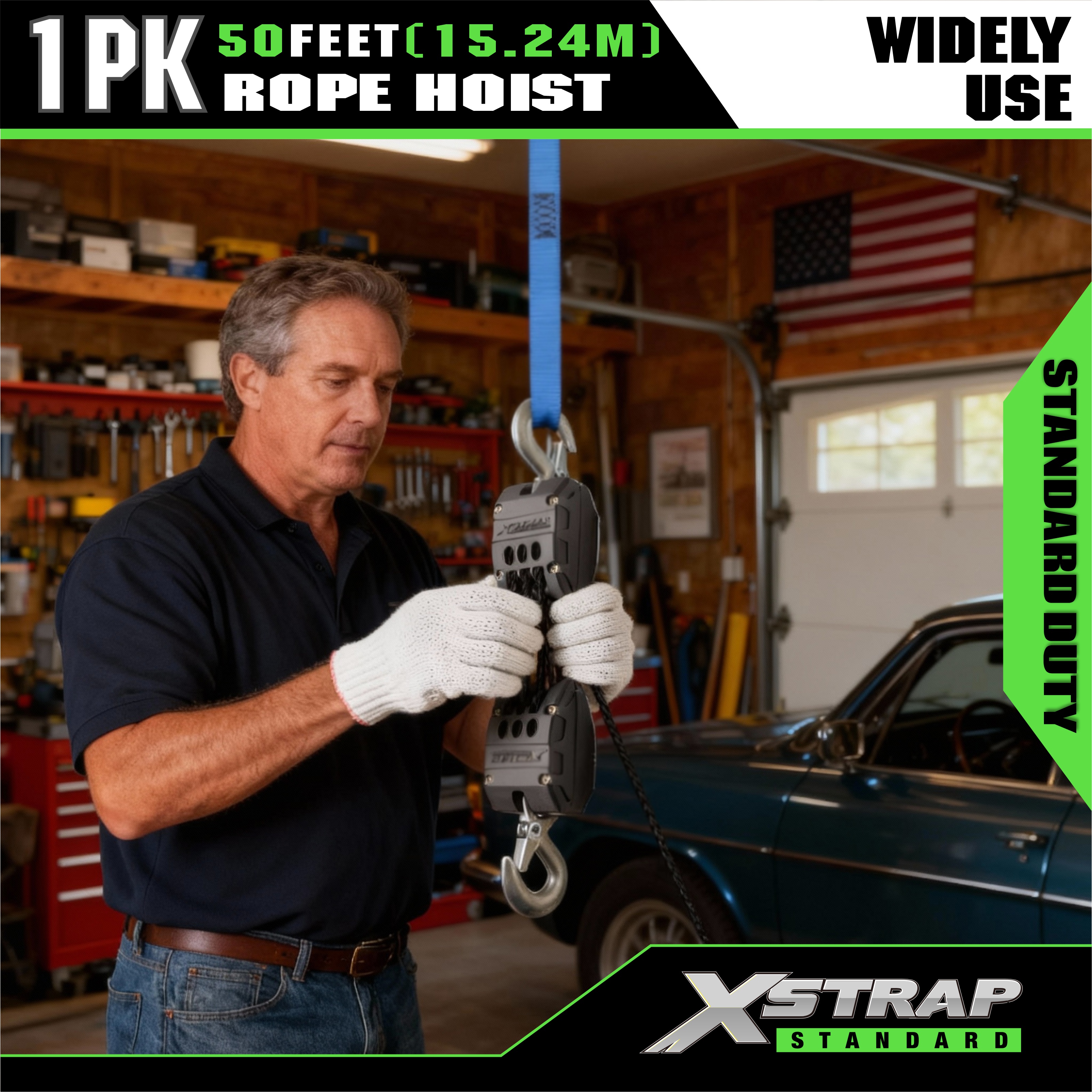 XSTRAP AHLT0003 Weißes Seilzug-Rollensystem mit einer Kapazität von 1000 LB