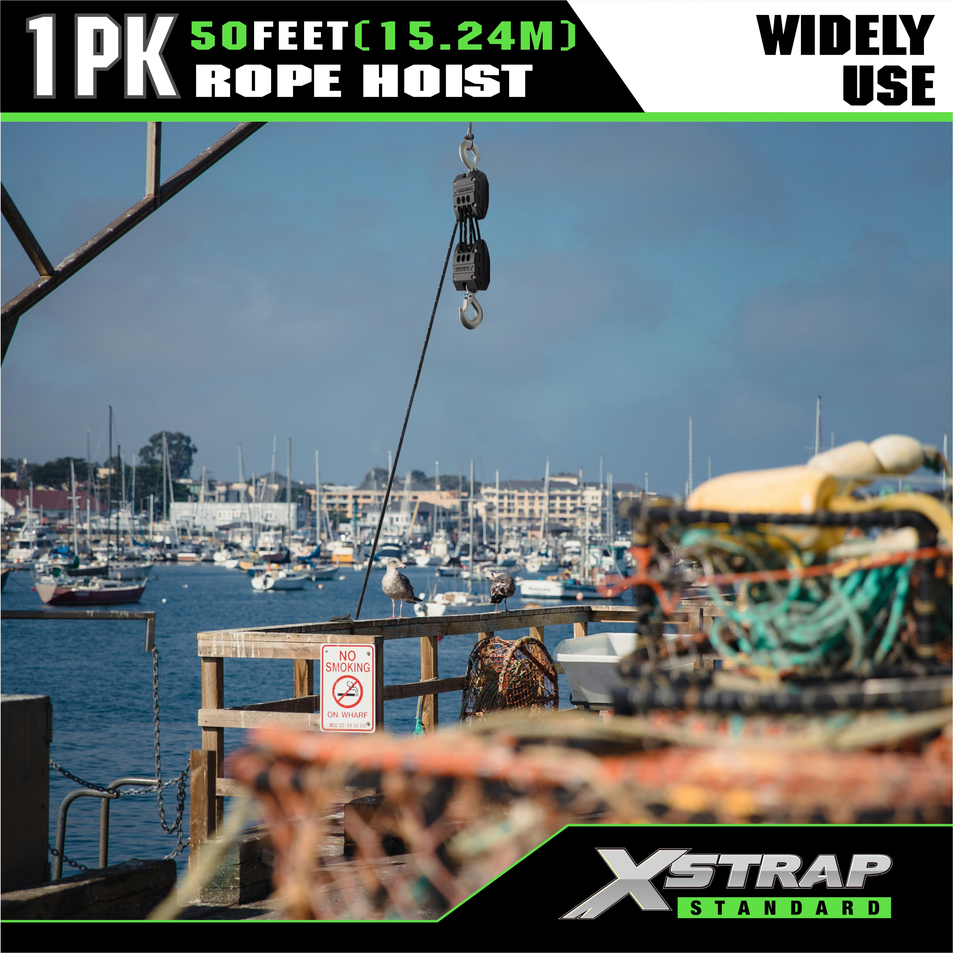 XSTRAP AHLT0003 Schwarzes Seilzug-Riemenscheibensystem 1000LB