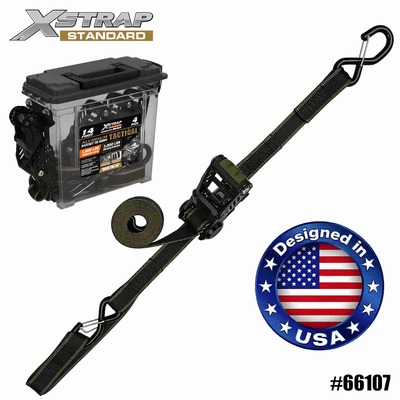 Xstrap 66107 1-1/4 Zoll x 14 Fuß 4er-Pack Aluminium-Ratschen-Zurrgurt, Tragfähigkeit 1000 Pfund