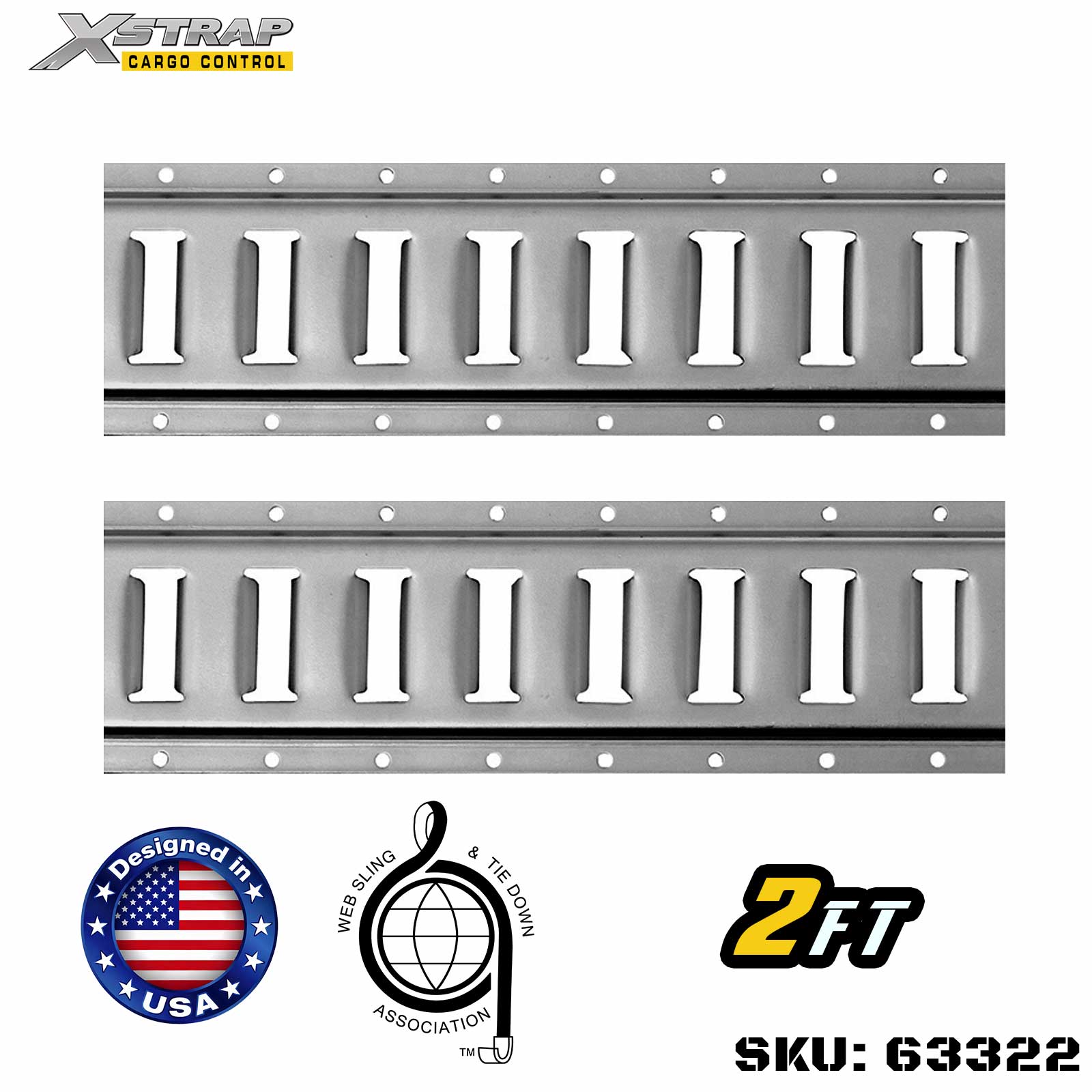 Xstrap 63322 2' Serie E Logistikschiene, hergestellt aus hochwertigem 12-Gauge-Stahl, 6000 lbs