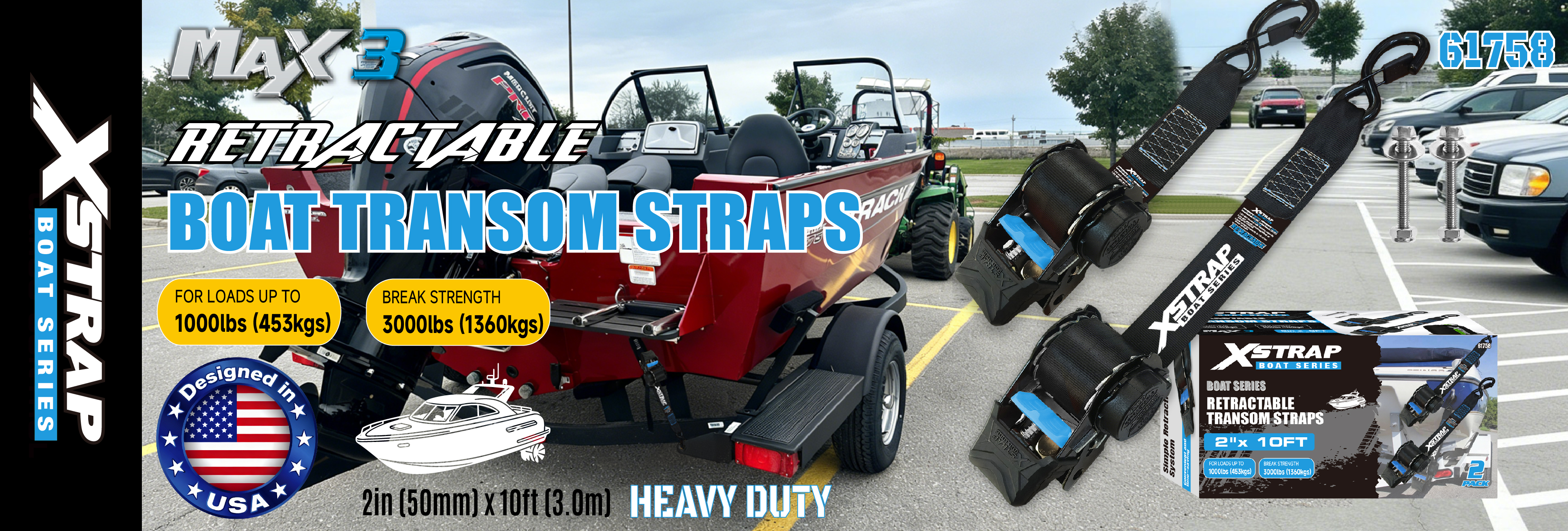 Xstrap 61758 einziehbare Heckgurte mit Sicherheitshaken, 1.000 lb SWL