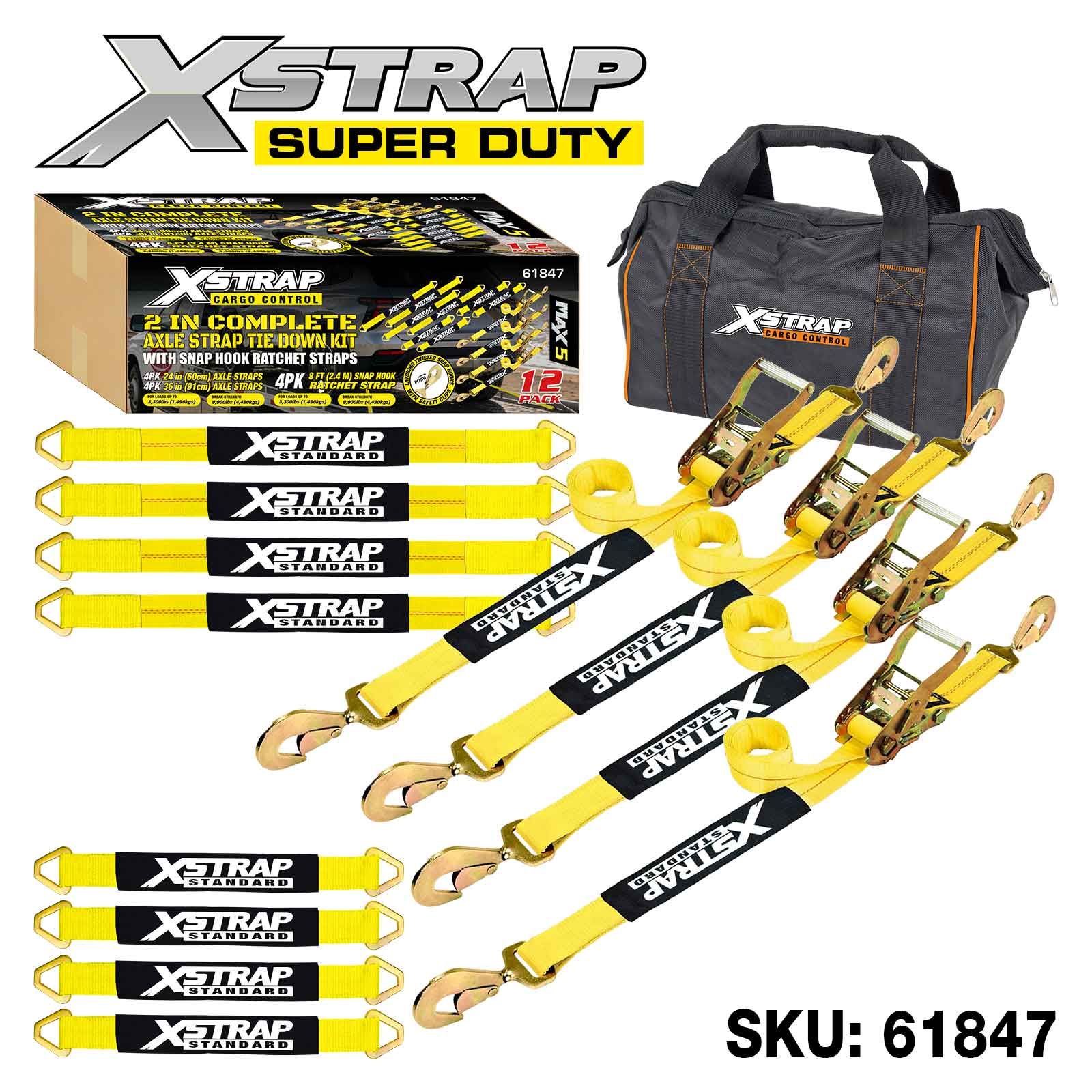 Xstrap 61847 12PK 2 Zoll komplettes Alex Strap Tie Down Kit 3.300lb SWL