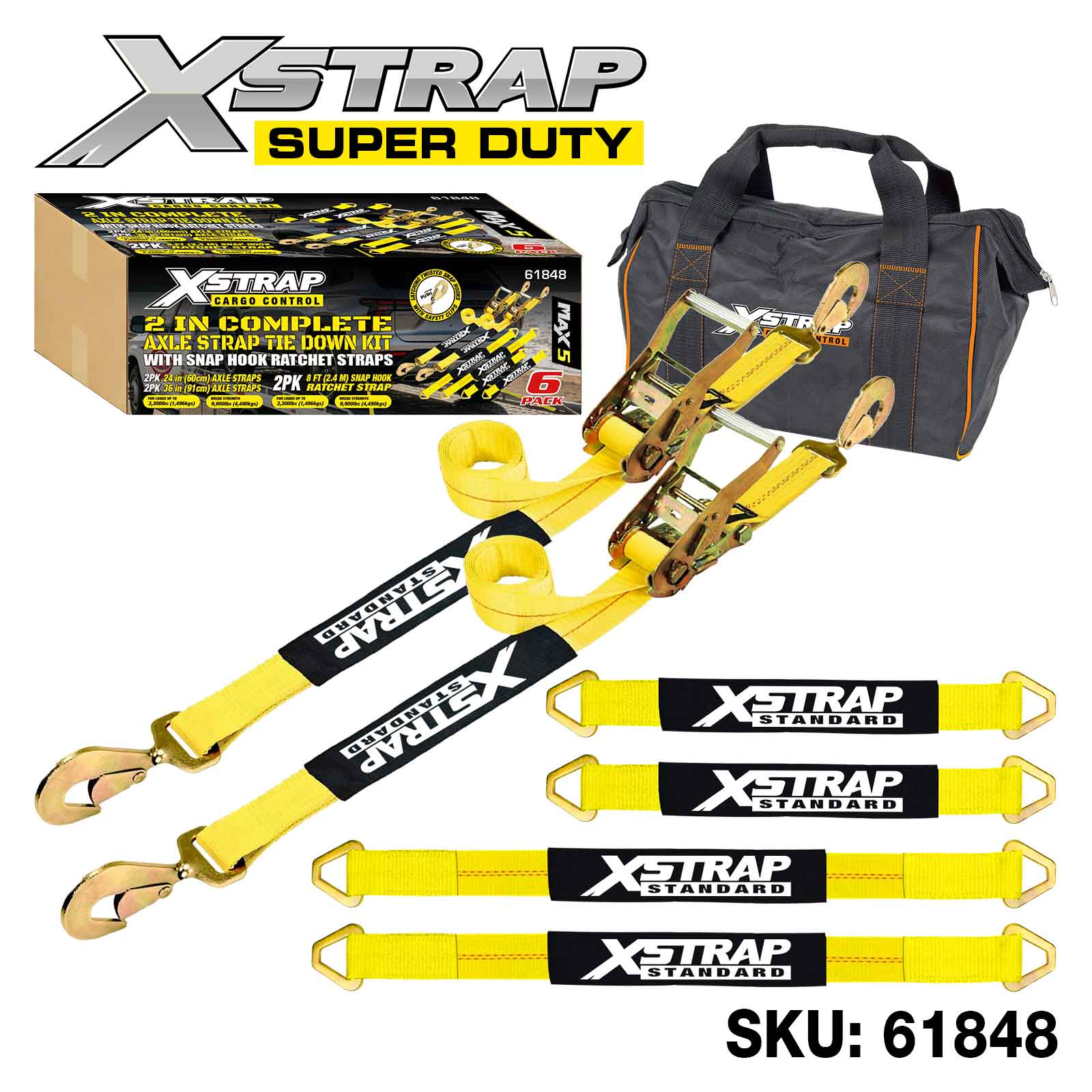 Xstrap 61848 6PK 2 Zoll komplettes Alex Strap Tie Down Kit 3.300lb SWL