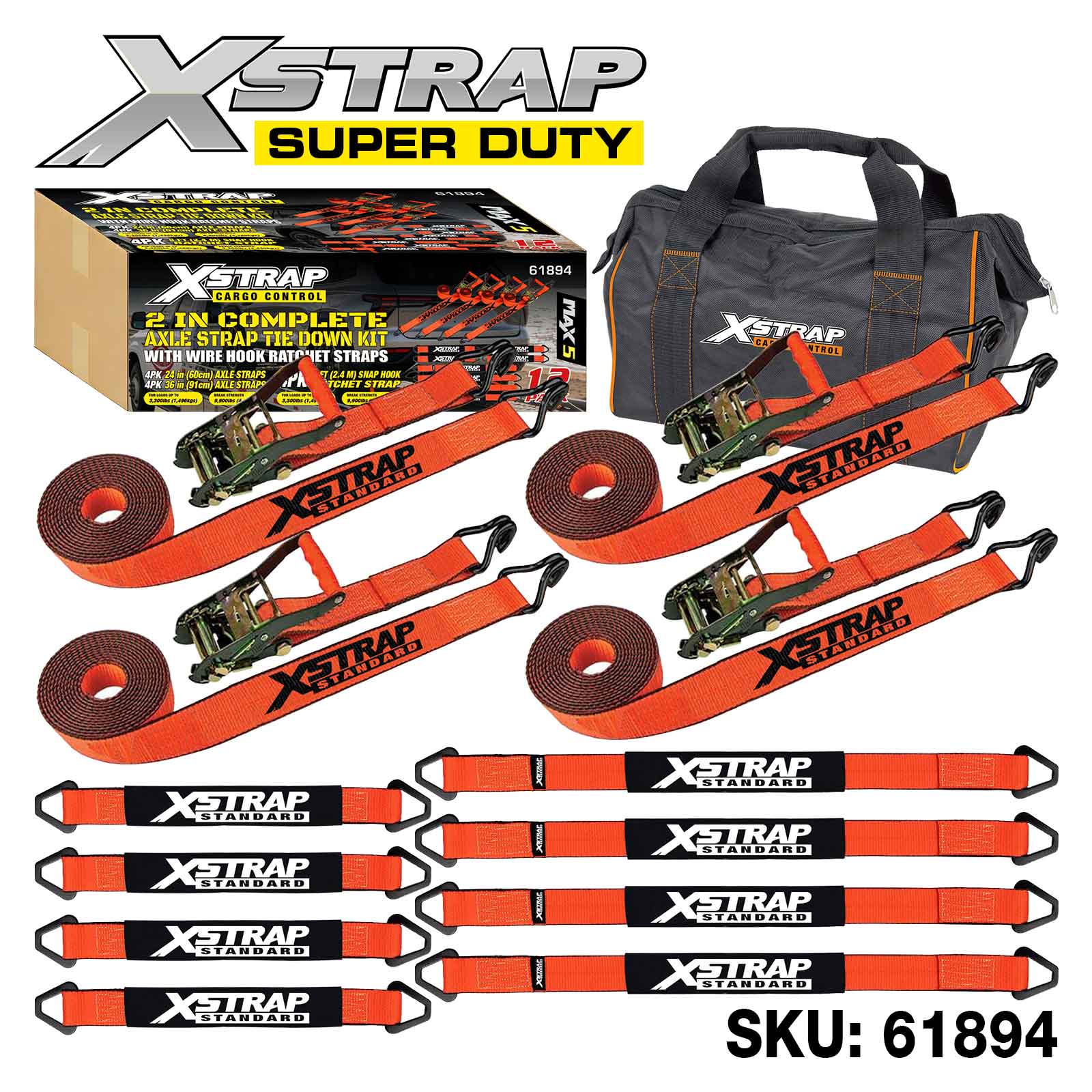 Xstrap 61894 12PK 2 Zoll komplettes Alex Strap Tie Down Kit 3.300lb SWL