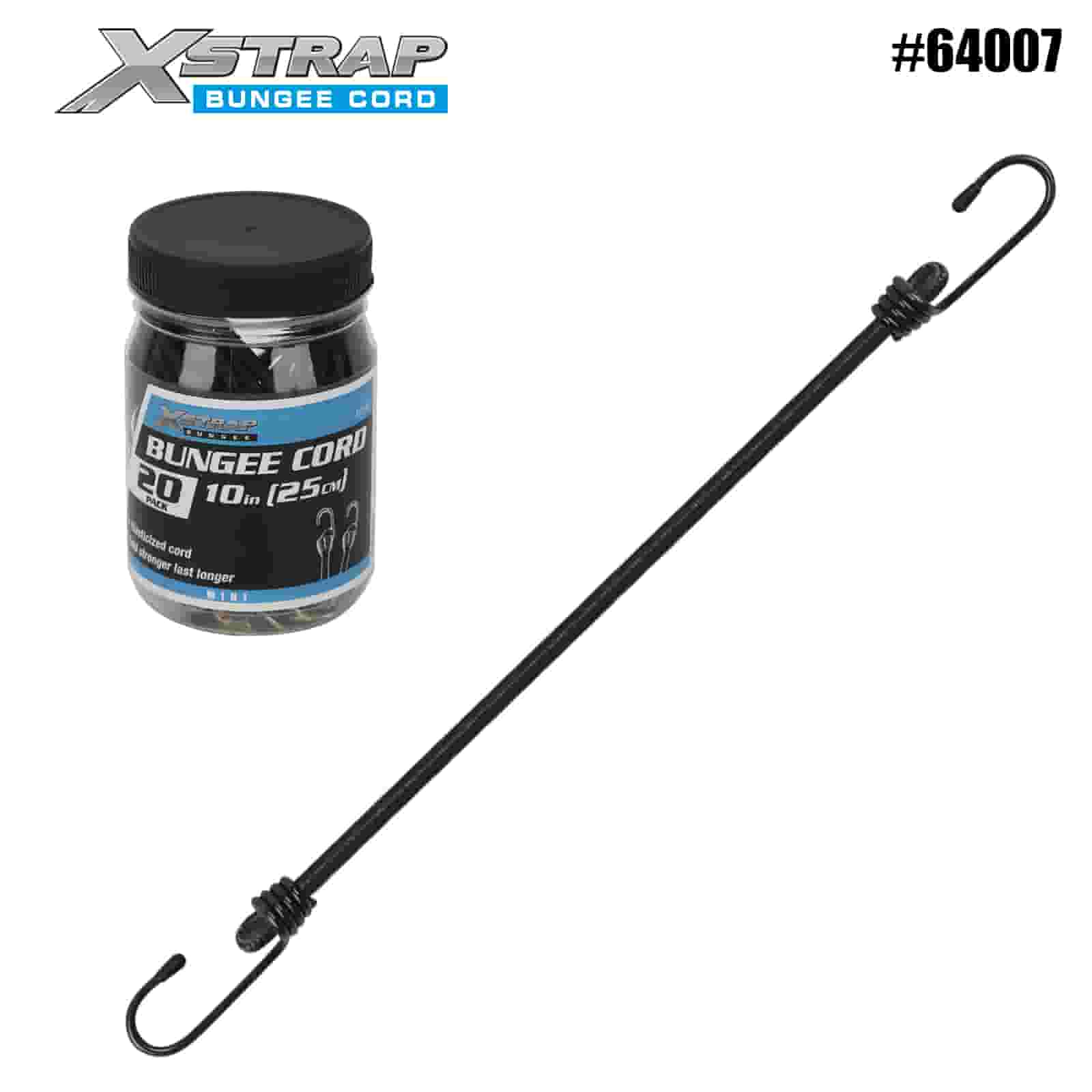 Xstrap 64007 20 Stück MINI-Bungee-Seile, 4 mm x 10 Zoll, Tragfähigkeit 44–55 lbs